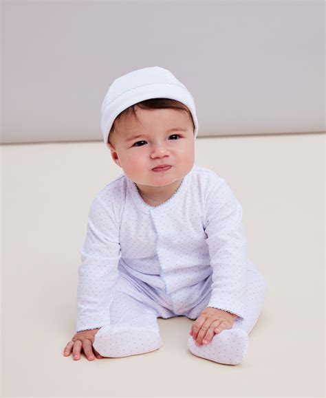 Whiteblue New Kissy Dots Print Footie