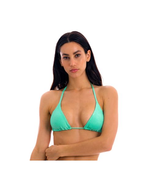 Reggiseno Bikini Triangolo Verde Acqua Con Disegno Conchiglie Top Atlantis Tri Inv Marchio Rio
