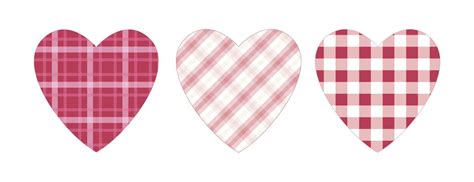 Clip Art Hearts Set In Plaid Textures In Different Magenta And Pink