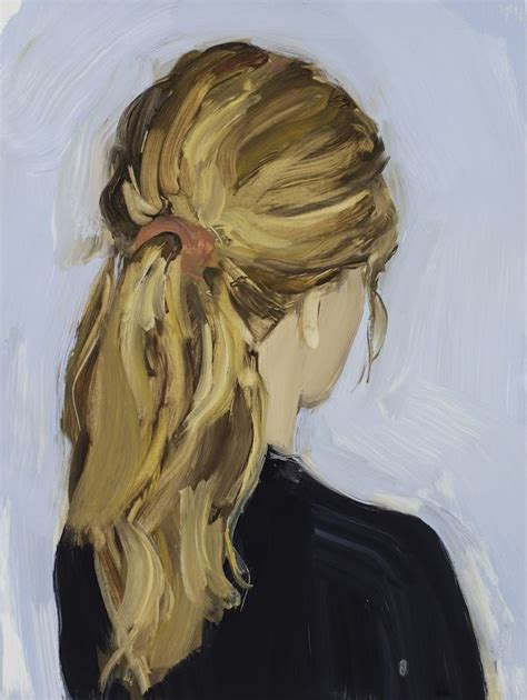 A Painting Of A Woman S Head With Long Blonde Hair In A Pony Tail