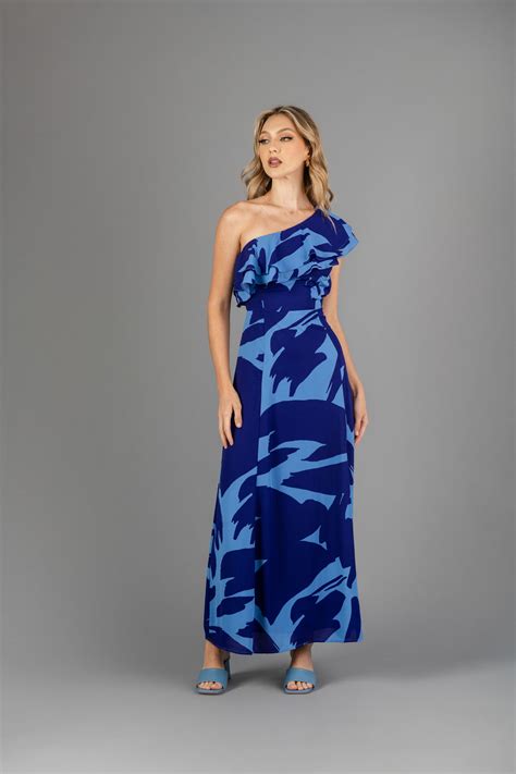 Kenana Maxi Dress Un Hombro Estampado