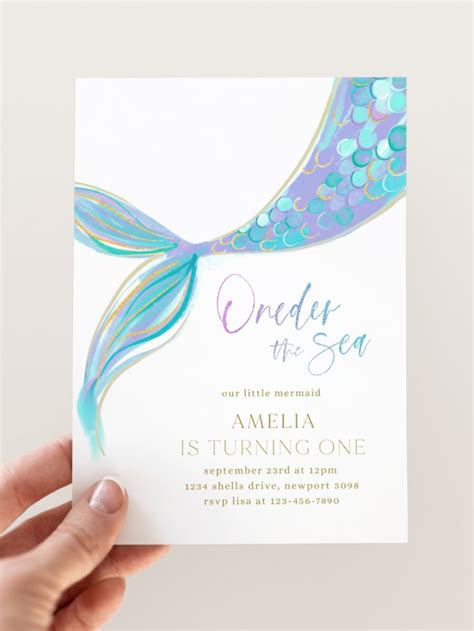 Oneder The Sea Invitation Mermaid Invitation Editable Template