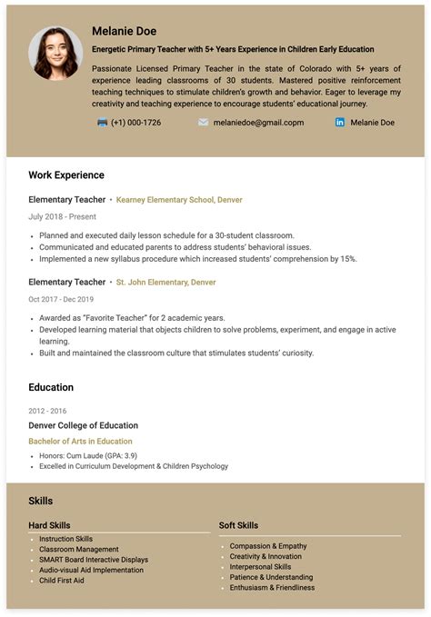 Elementary Teacher Resume: Best Examples & Templates | CakeResume