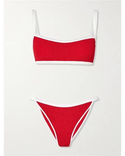 Hunza G Tyler Seersucker Bikini In Red Lyst