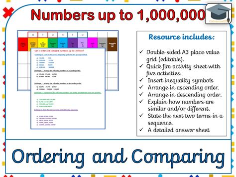 Order And Compare Numbers Up To 1 Million Including Answer Sheet