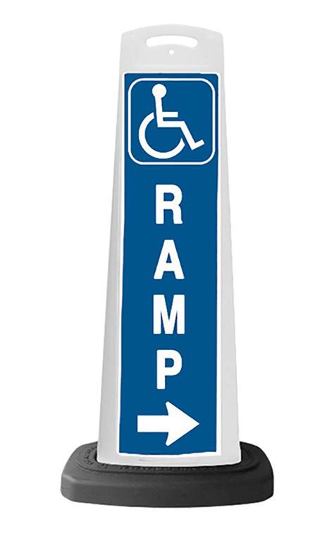 Valet White Vertical Panel W Reflective Handicap Ramp Sign