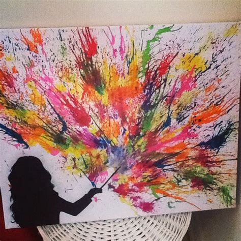 I made this really colourful, magical crayon art canvas today! Great ...