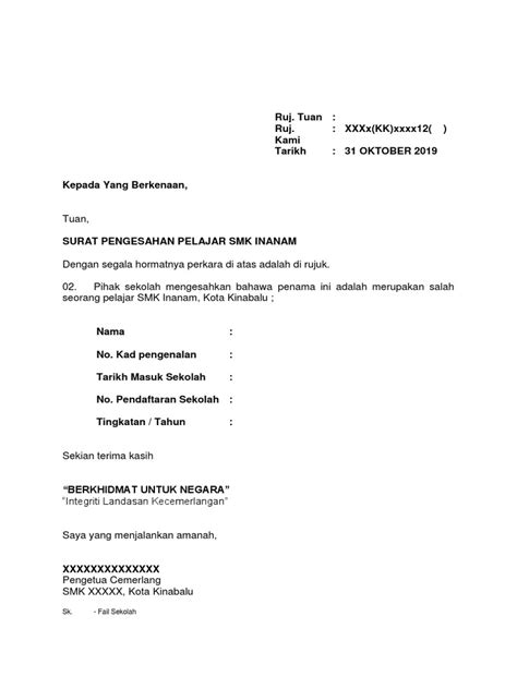 Contoh Surat Akaun