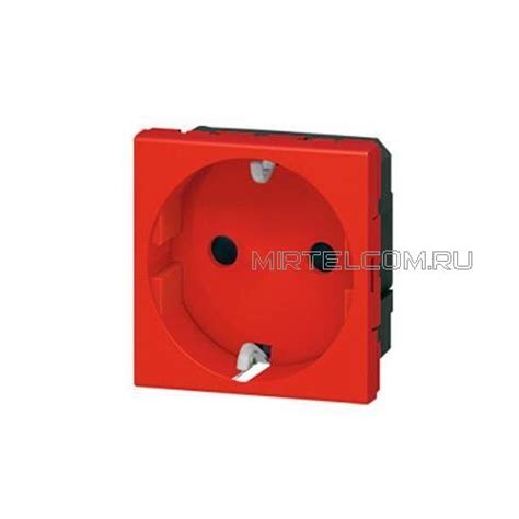 Модульные розетки: Розетка 45х45 с заземлением 2 модуля красная Legrand ...