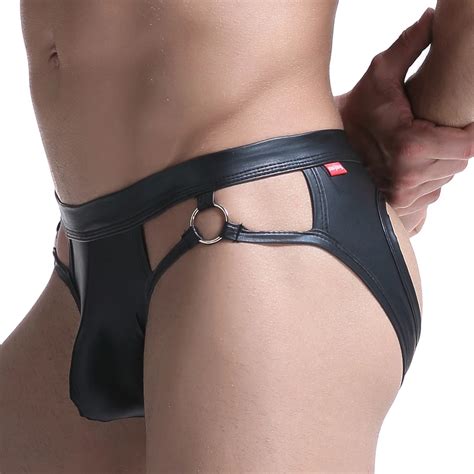 Gay Men Underwear Jockstrap Mens Thongs And G Strings Pu Leather Sexy Underwear Men Erotic Penis