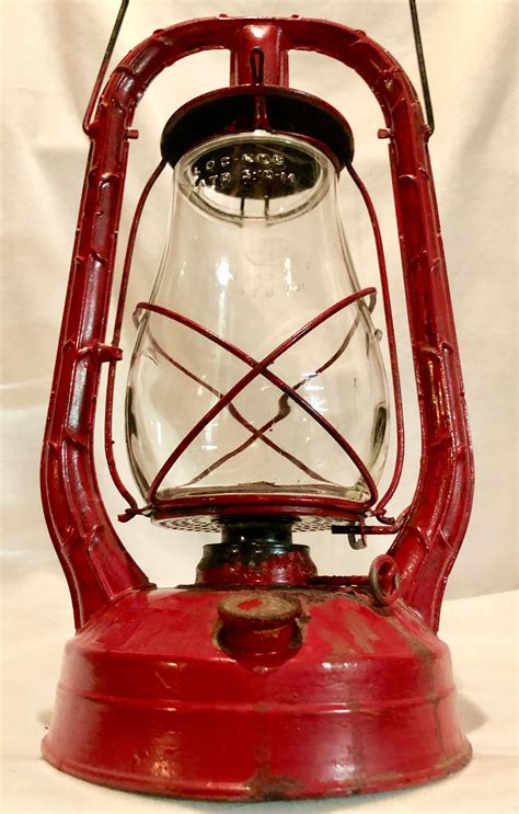 Antique Monarch Dietz Red Kerosene Lantern With Clear Fitzall Glass Globe