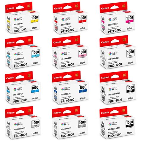 Canon Pro 1000 PFI 1000 Full Set Of Inks TecArt