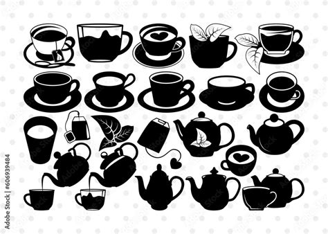 Tea Set Svg Tea Silhouette Tea Pot Svg Tea Cup Svg Teatime Svg Tea