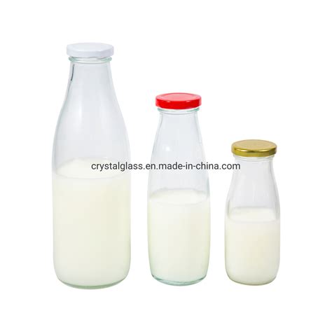 Clear Juice Milk Glass Bottle With Screw Lug Lid Cap Ml Ml Ml