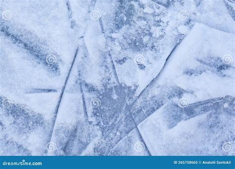 Empty Ice Rink With Skate Marks After The Session Outdoor Stock Image