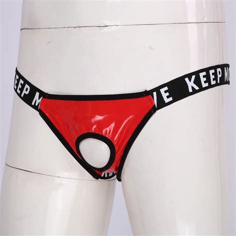 Freebily Herren String Tanga Lack Leder Bikini Slips Unterwäsche mit Pennis Loch eBay