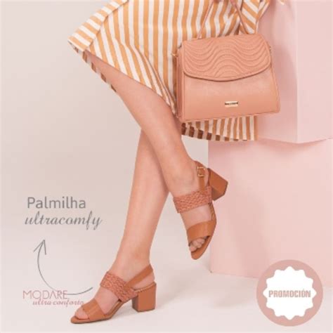 Sandália Salto Médio Modare Ultraconforto Femenino Camel Nude Shopee Brasil