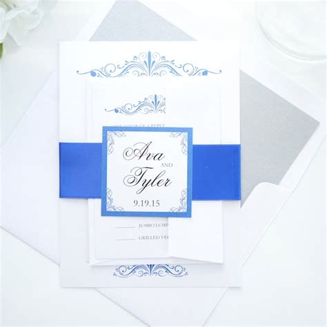 Elegant Royal Blue Wedding Invitations - Etsy