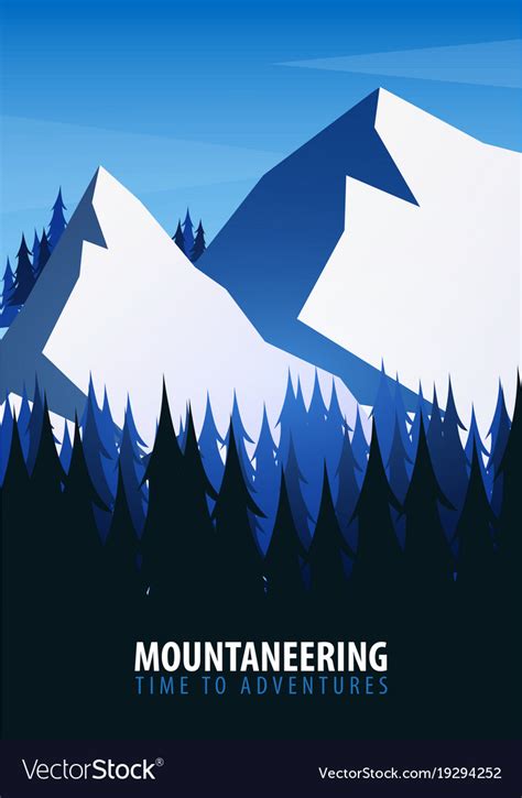 Mountains Poster Nature Landscape Background With Vector Image