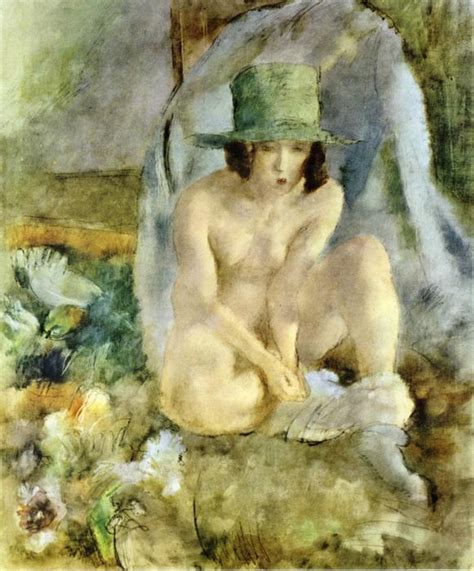 Oil Painting Replica Nude With A Green Hat 1925 By Julius Mordecai