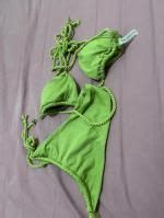 ZAFUL Multi Way Ribbed Backless Halter String Bikini Swimsuit In GREEN ONION ZAFUL 2025