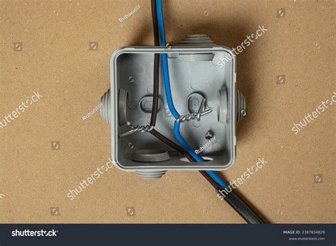 electrical junction box cable wire  stock photo