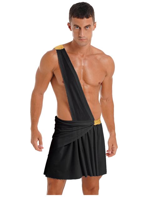 Sxiwei Men S One Shoulder Ancient Greek God Toga Costume Bodysuit Lingerie Warrior Knight
