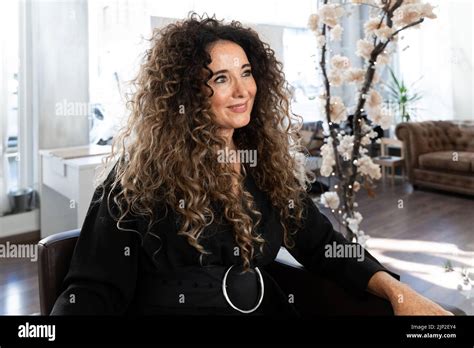 Portrait Of An Elegant And Beauty Mature Woman In A Hair Salon Stock