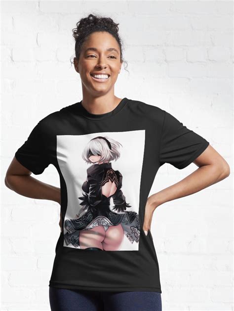 Sexy Yorha B Lewd Thighs Thicc Ass Butt Nier Automata Anime Hentai Girl Active T Shirt