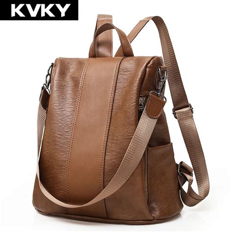 Kvky 2018 Fashion Women Backpack Soft Pu Leather School Bag For Teenage Girls Shoulder Bag