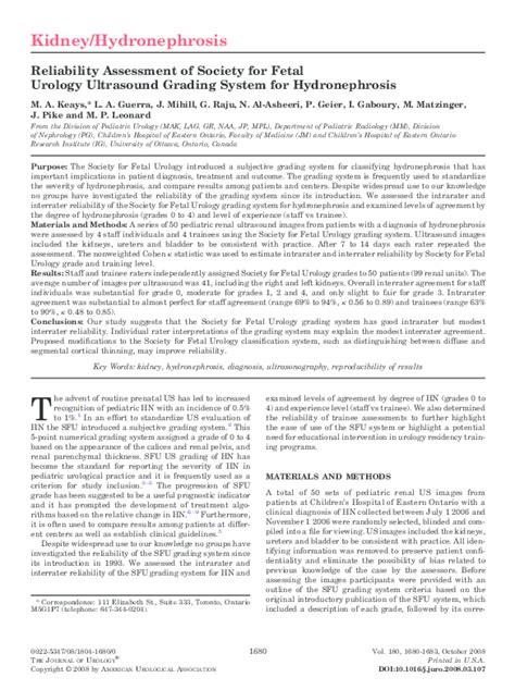 Pdf Reliability Assessment Of Society For Fetal Urology Ultrasound Grading System For