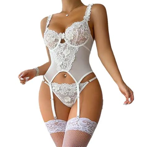 Lace Sexy One Piece Lingerie Set Temptation See Through Uniform Sexy Fishnet Lingerie See