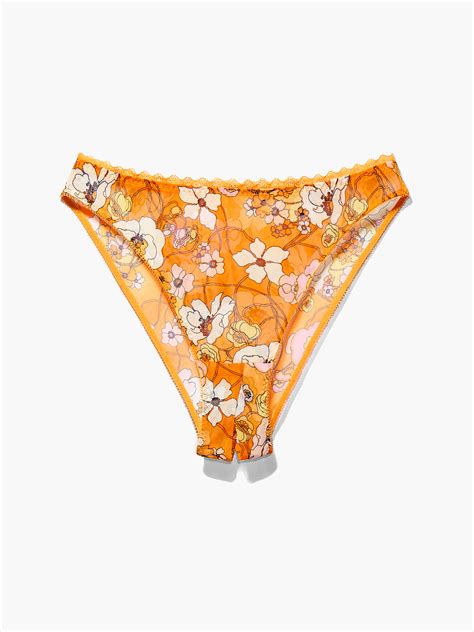 Mesh Crotchless High Leg Bikini In Multi Orange Yellow SAVAGE X FENTY