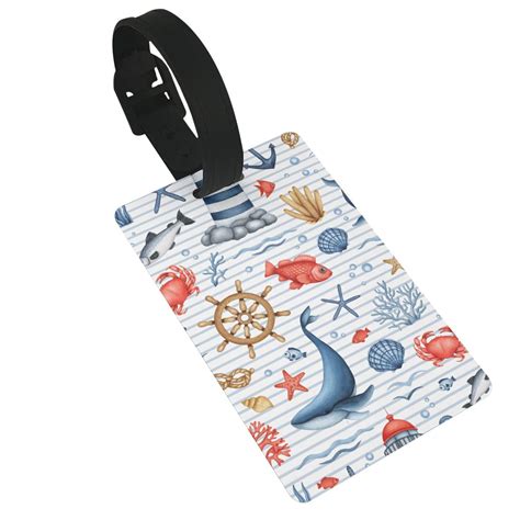 Honeii Watercolor Nautical Print Luggage Tags for Suitcases, Airplane