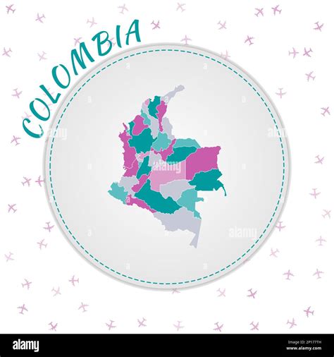 Diseño De Mapas De Colombia Mapa Del País Con Regiones En Paleta De