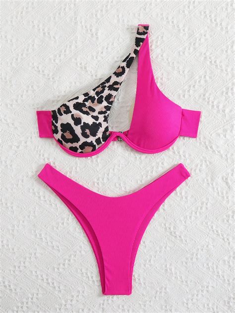Swim Set de piezas Bikini con relleno y diseño hueco estampado de leopardo Cuba Provider