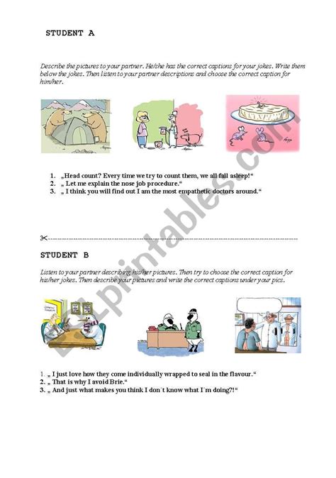 Match The Jokes And Captions Esl Worksheet By Renca