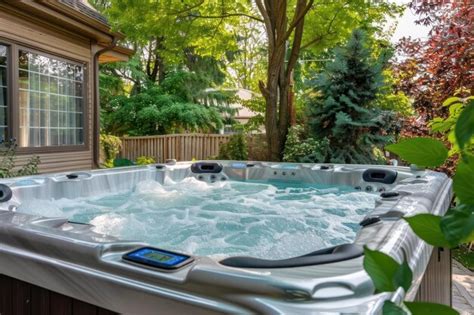A Bubbling Hot Tub In A Backyard Premium AI Generated Image