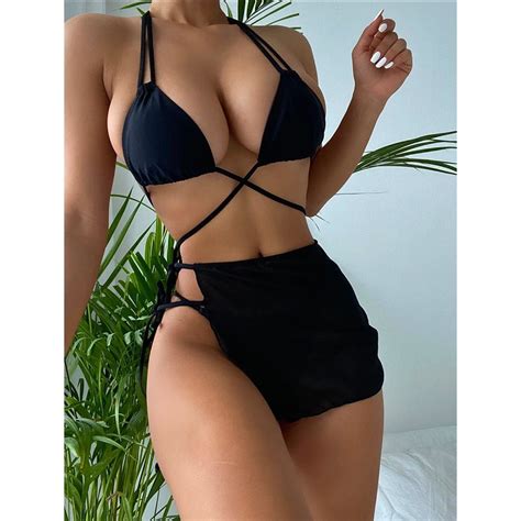 Pack De Bikini Halter Cruzado Con Cubierta China Lenceria Y Trajes De Ba O Precio