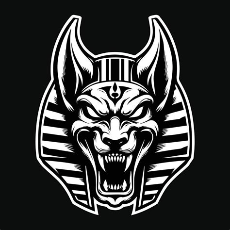 Dark Art Angry Anubis Head Black And White Illustration 40310304 Vector