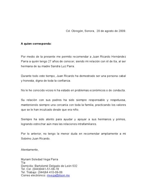 Carta A Un Familiar Estudiar
