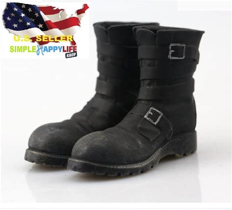 1 6 Combat Tactic Black Army Boots For 12 Male Figure Hot Toys Phicen USA EBay