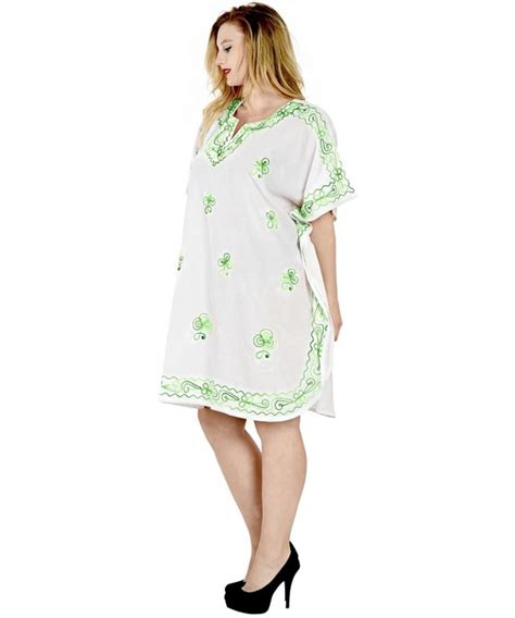 Women S Embroidered Vintage Beach Dress Swimsuit Bikini Cover Ups Kimono Caftan White