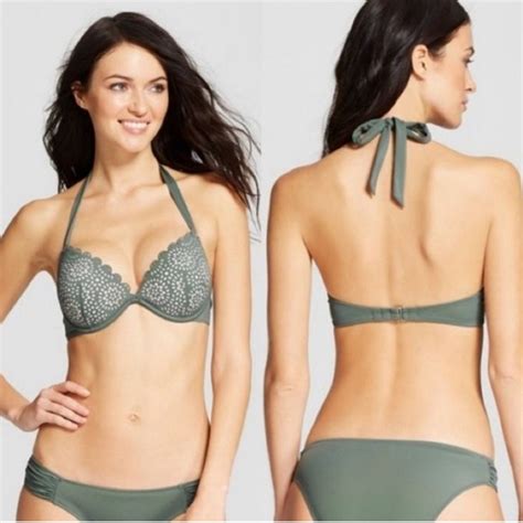 Shade Shore Swim Shade Shore Laser Cut Bikini Olive Green Push Up Poshmark