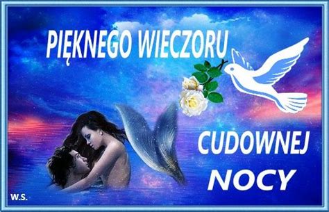 An Image Of A Woman With A Dove On Her Back And The Words Cudowne Nocy