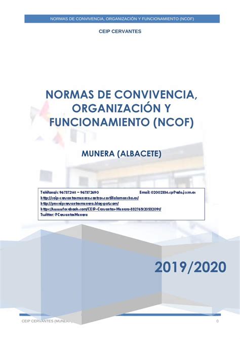 PDF NORMAS DE CONVIVENCIA ORGANIZACIÓN Y ceip cervantesmunera