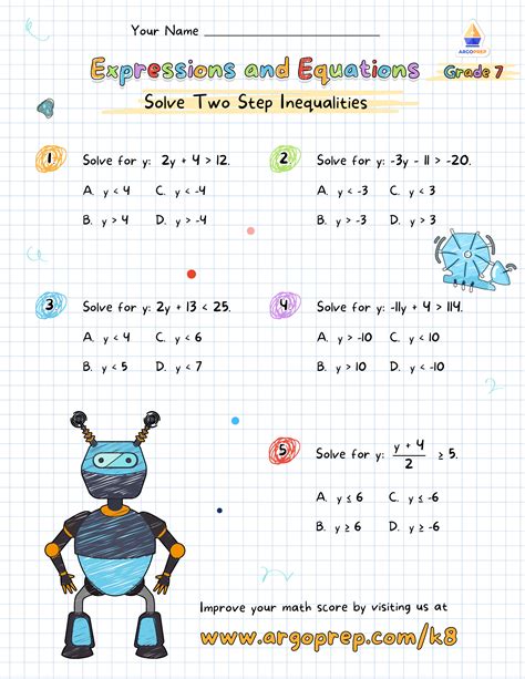 Two Step Inequalities Worksheet - E-streetlight.com