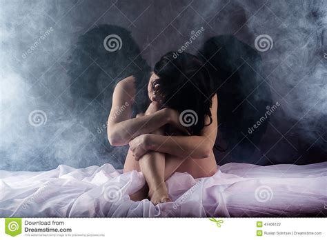 Naked Woman With Black Wings Stock Photo Image Of Wings Passion 47406122