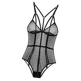 Mua Women Sexy Lingerie One Piece Lace Bodysuit Mesh Transparent Sleepwear Black Black tại