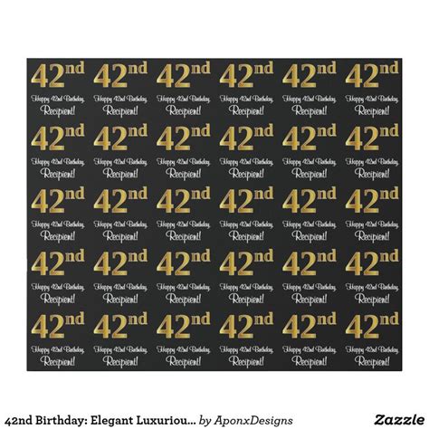 42nd Birthday Elegant Luxurious Faux Gold Look Wrapping Paper